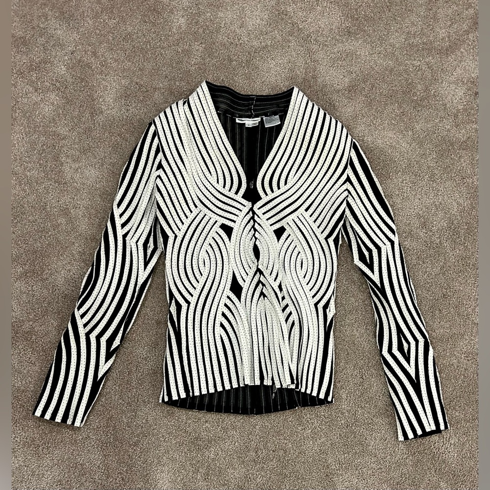 Alexandra Rosalti stripped black and white blouse
